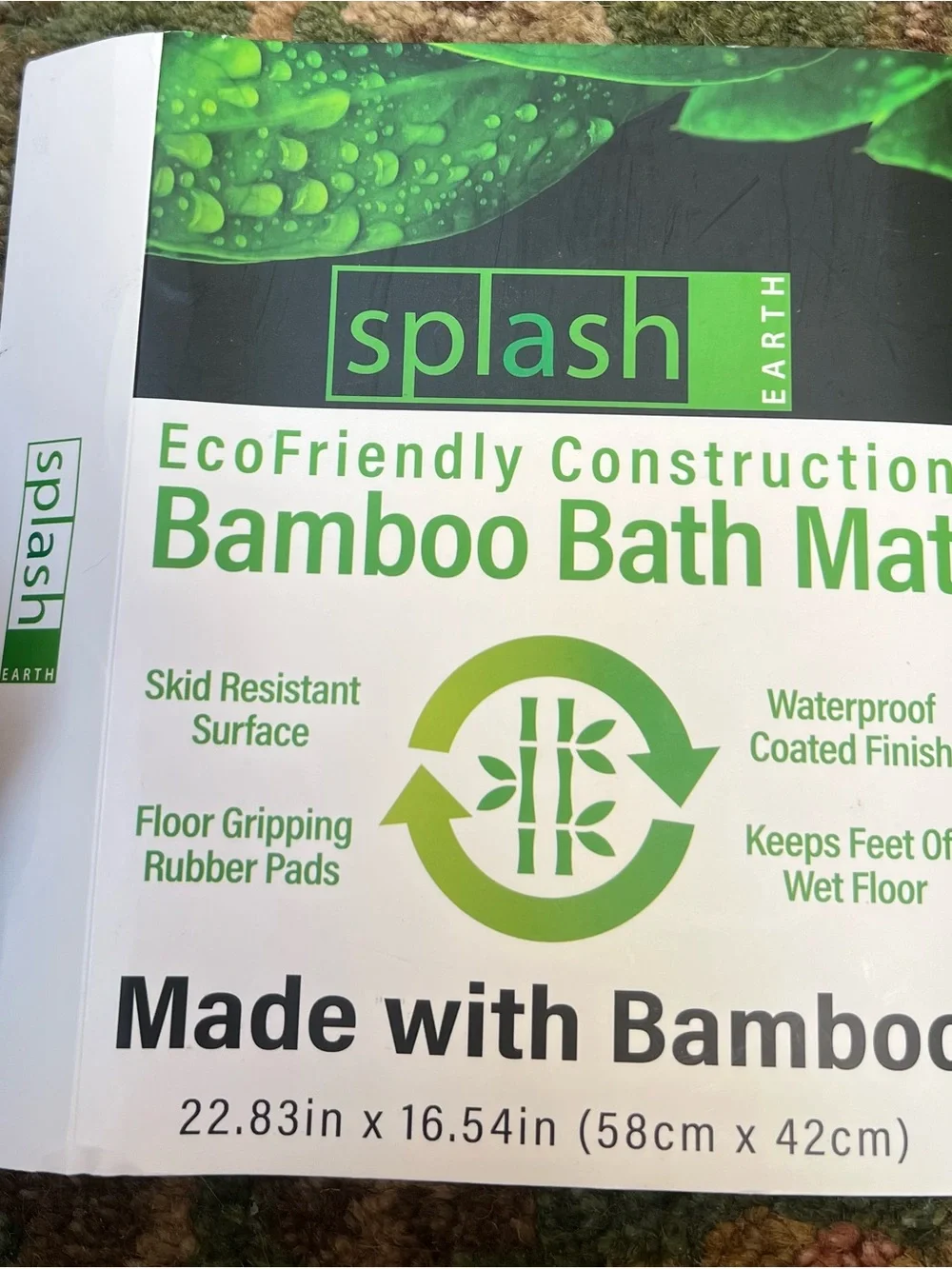Splash Earth Bamboo Bath Mat in Brown Wood Tone - NEW with Tags